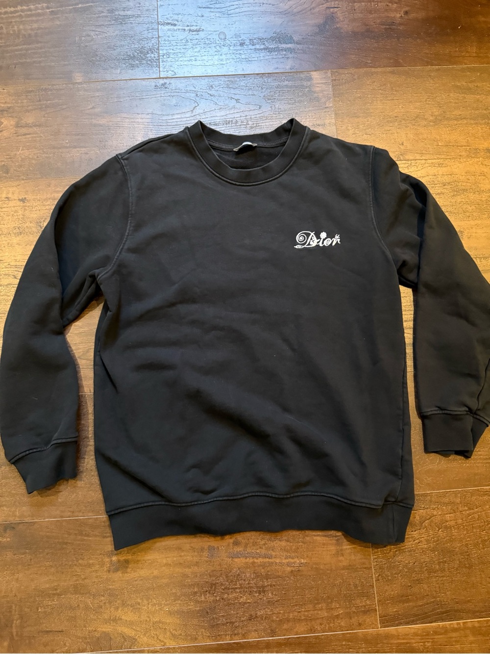 Dior Black Crewneck Sweatshirt with White Script Logo